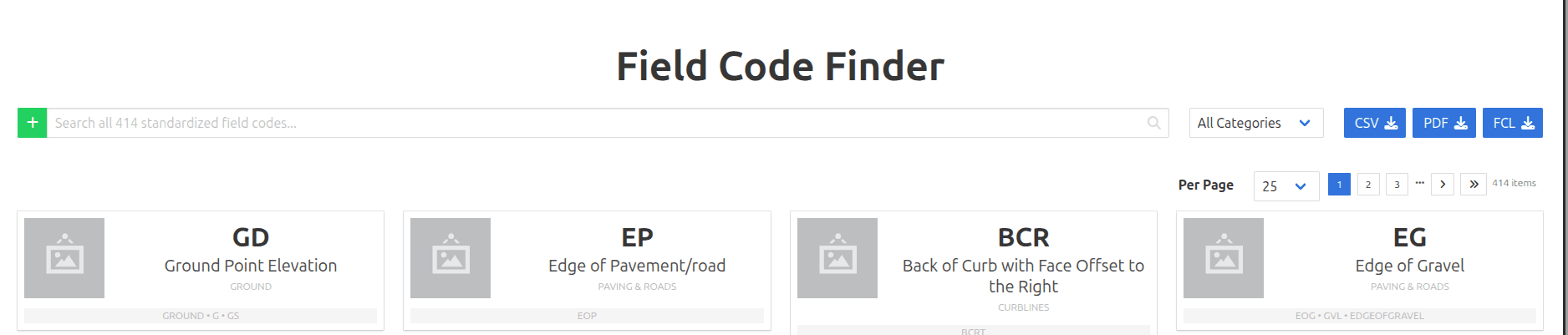 Field Code Finder search tool